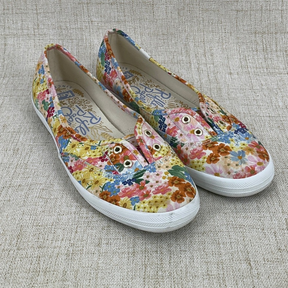 Keds Rifle Paper Co Floral Sneakers Sz 7 Multi Color Canvas Slip On Boho Shoes‎